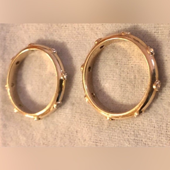 💫 VGUC Set of 2 Hidalgo Gold Vermeil/CZ Stackable Band Rings, SZ 9 💫 - Picture 5 of 11
